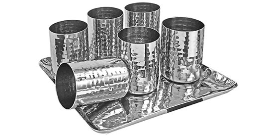 6 PCS HAMMERED GLASS SET