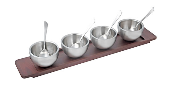 ICE CREAM SET WITH WOODEN TRAY